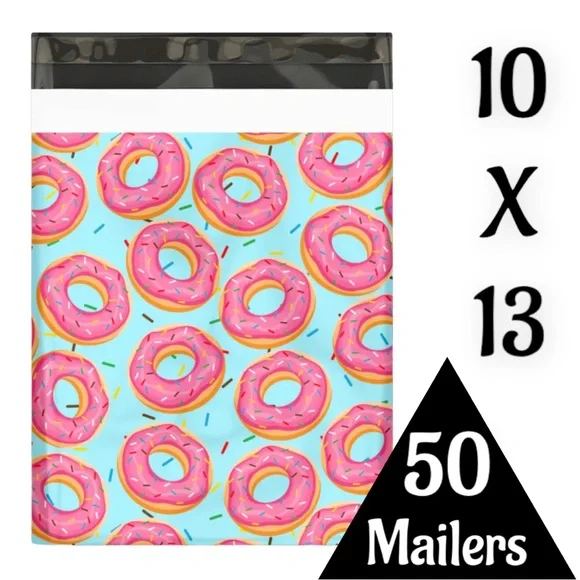 50 10X13 Poly Mailers Donuts And Sprinkles, Shipping Envelopes PRICE IS FIRM - Picture 3 of 4